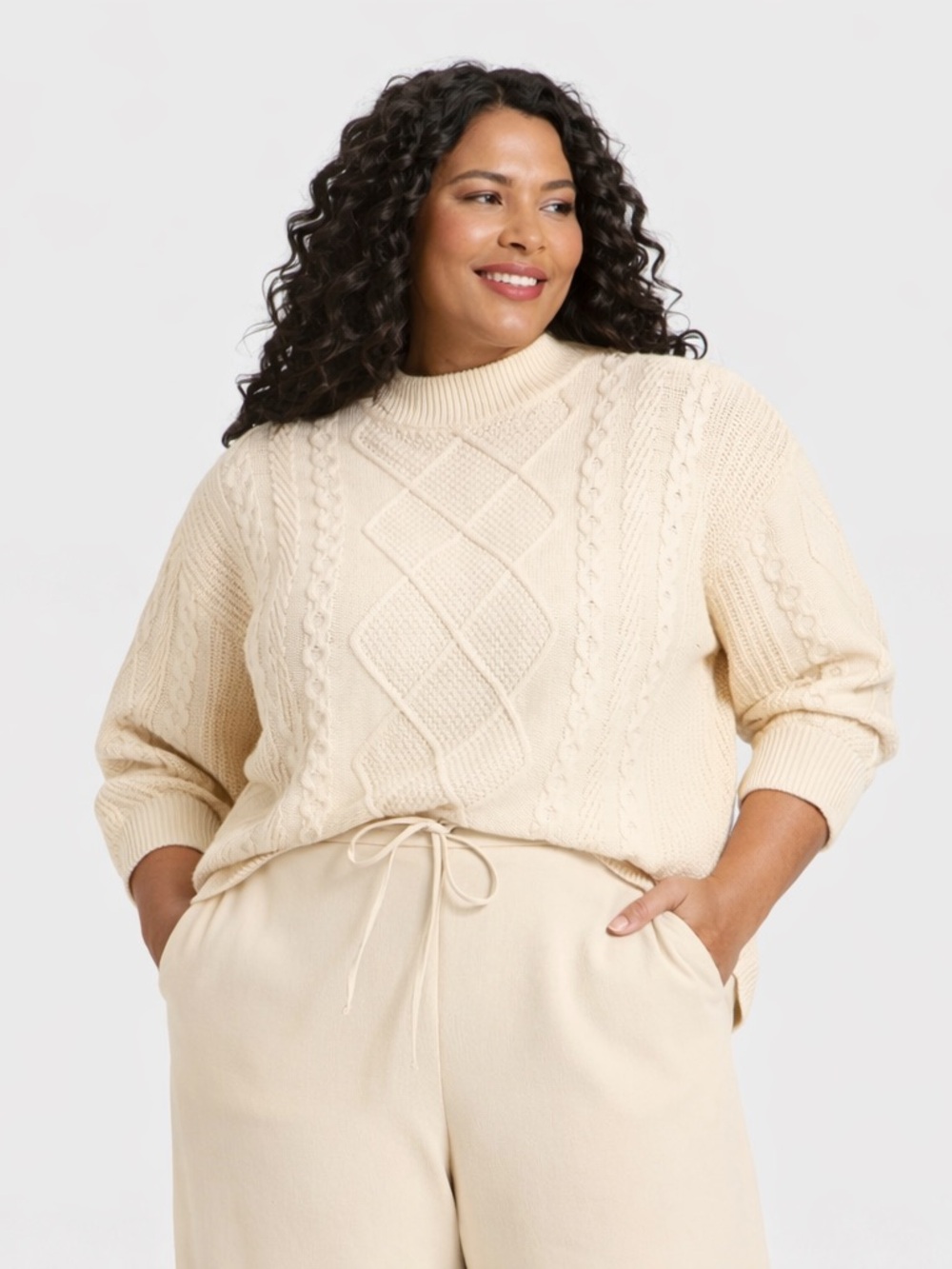 Universal Thread Women's Long Sleeve Cozy Alpine Cable Knit Sweater Size XXL